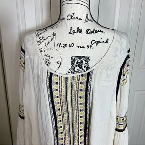 Hannah Womens Size XL  Embroidered Pullover Boho Oversized High Low Flowy